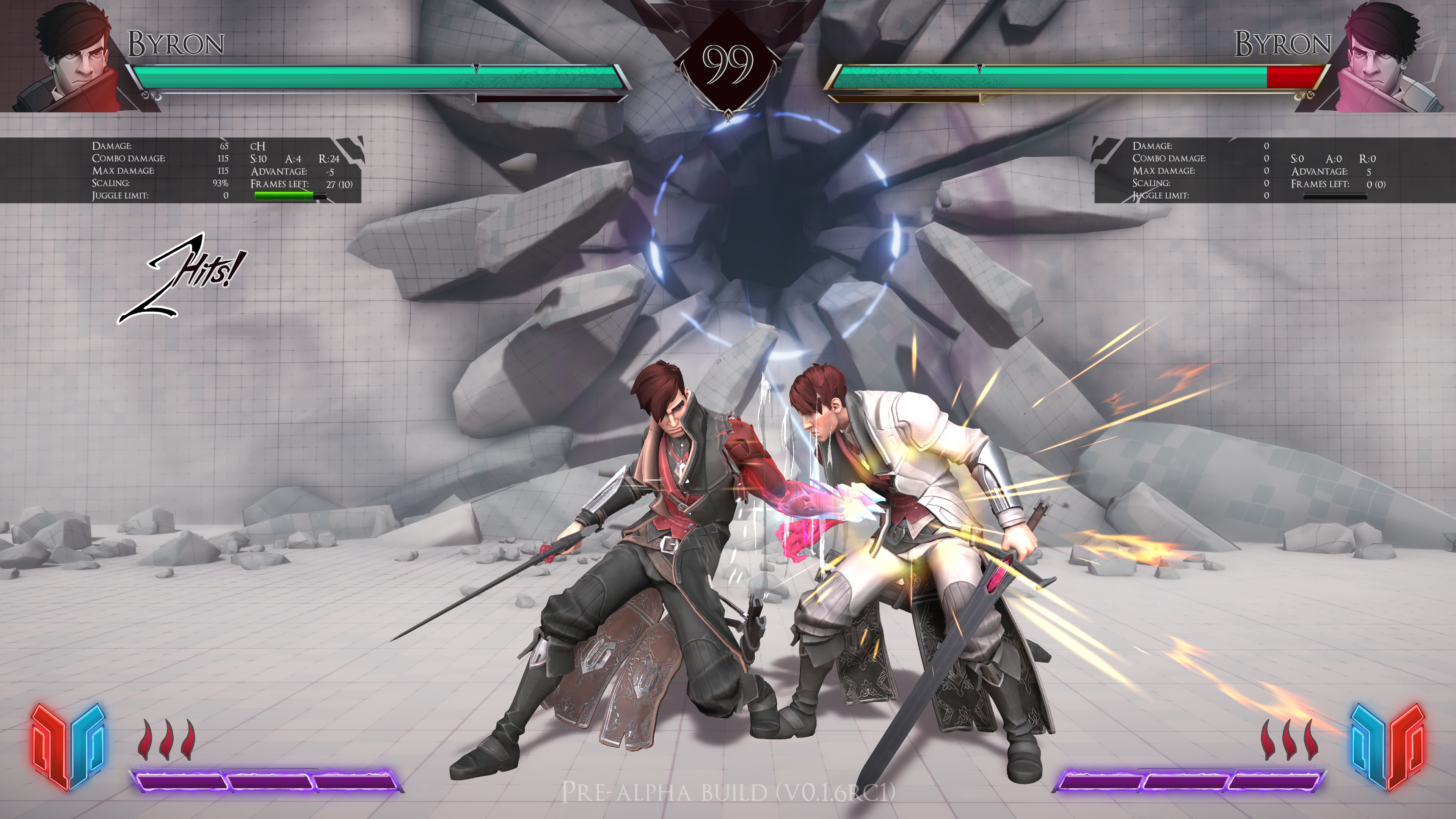 Training mode frame data display